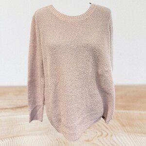 Blush Pink Waffle Knit Sweater – Soft & Cozy 🌸